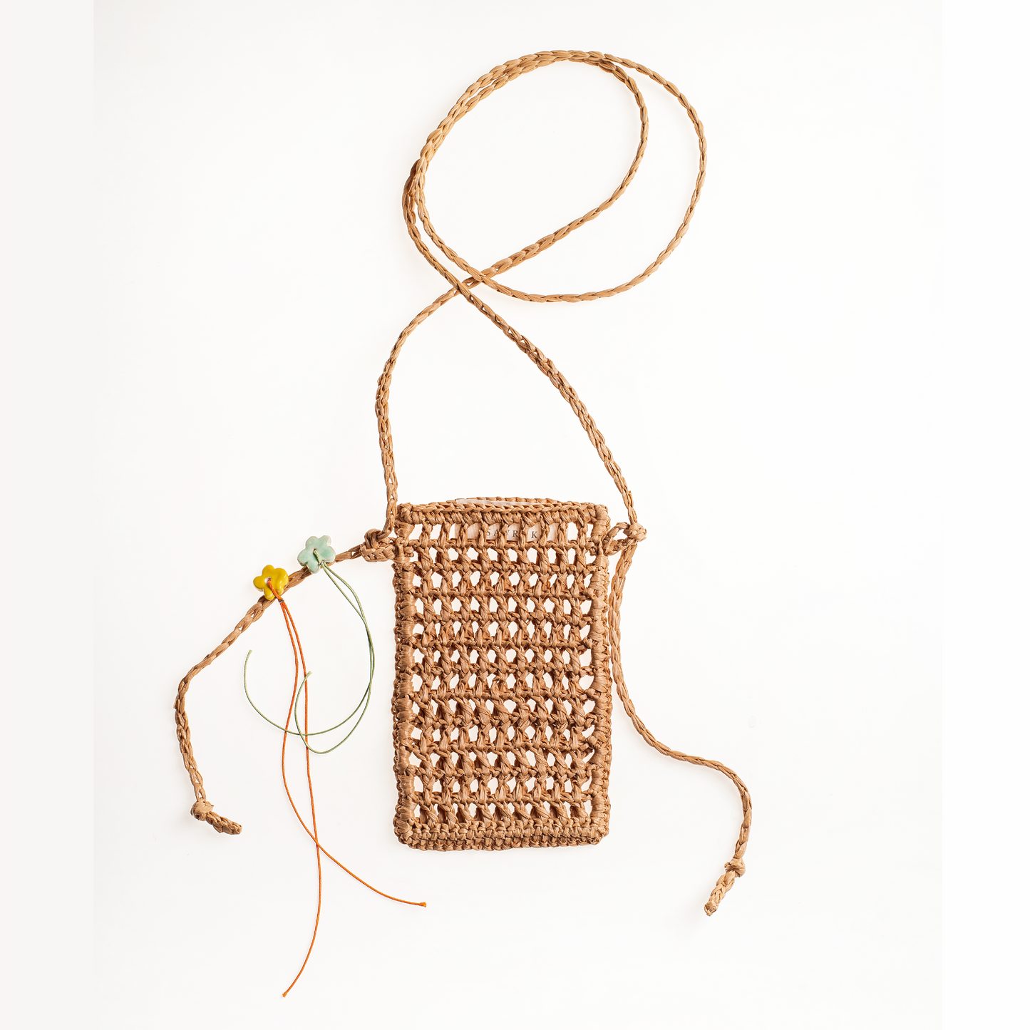 Naive-Style Raffia Bag with Flowers